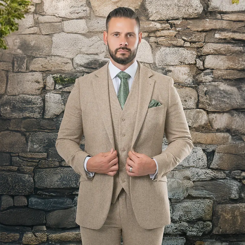 Beige Tweed 3 Piece Suit alternate