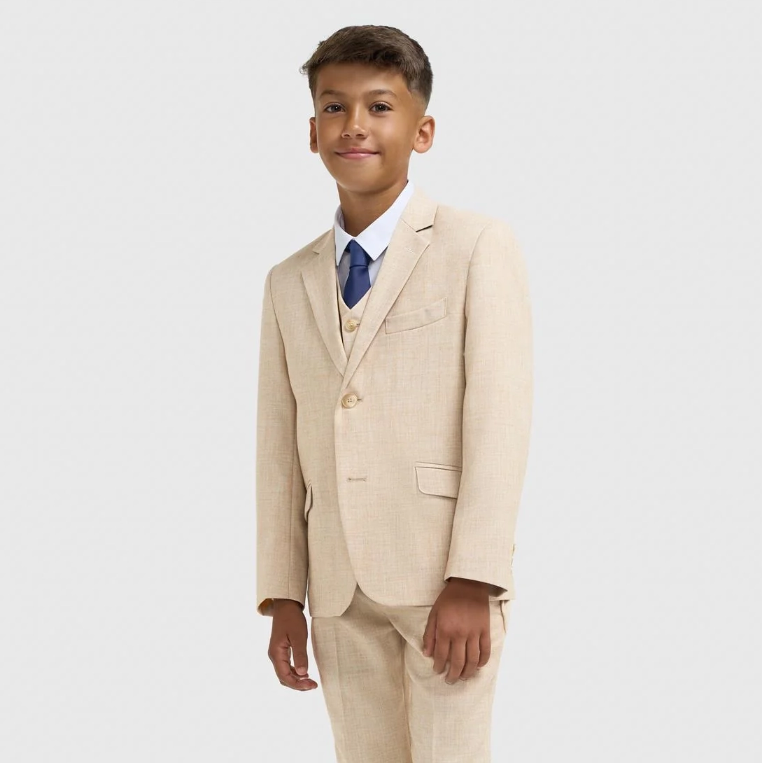 Image of Boys Malibu Beige 3 Piece Suit