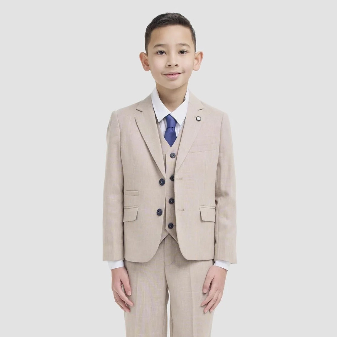 Image of Boys Miami Beige 3 Piece Suit