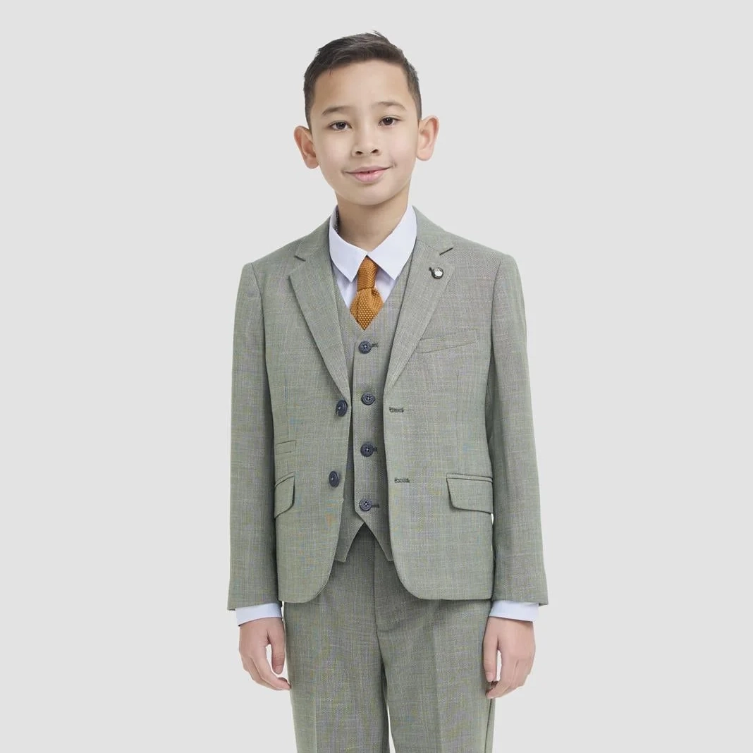 Image of Boys Miami Sage Green 3 Piece Suit