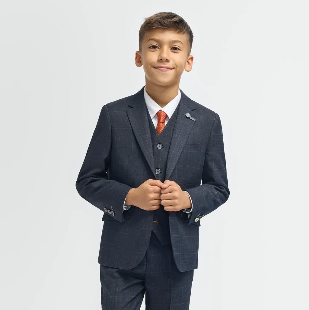 Image of Boys Torino Navy 3 Piece Suit
