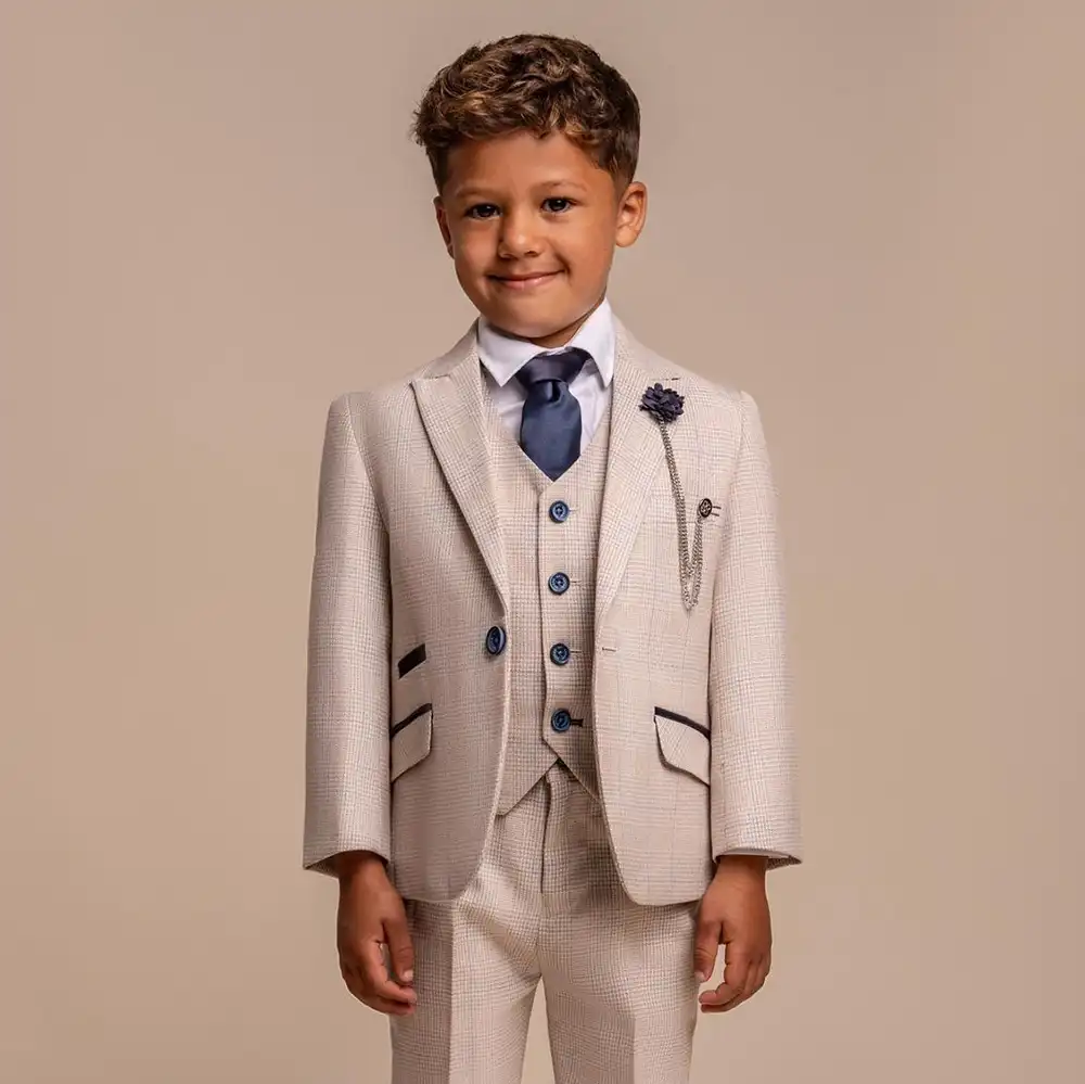 Boys Caridi Beige 3 Piece Suit