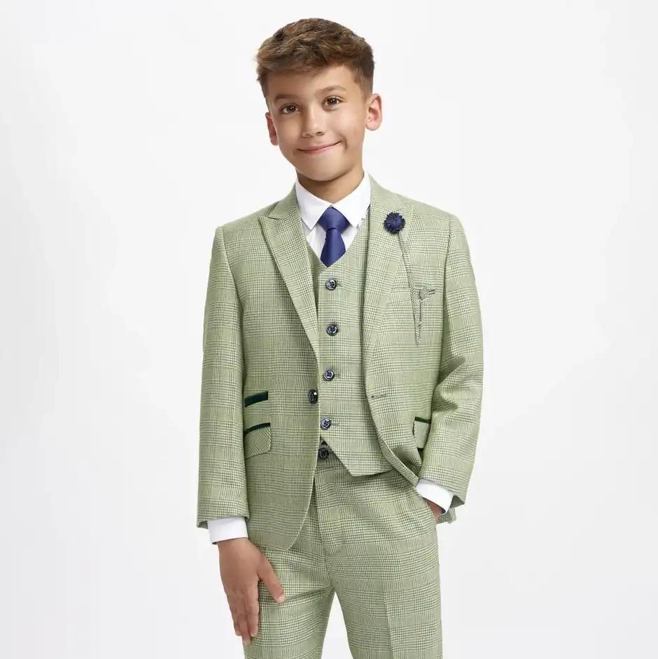 Boys Caridi Sage Green 3 Piece Suit