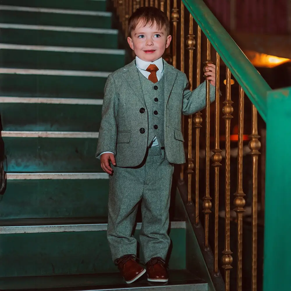 Boys Fenwick Sage Green 3 Piece Suit
