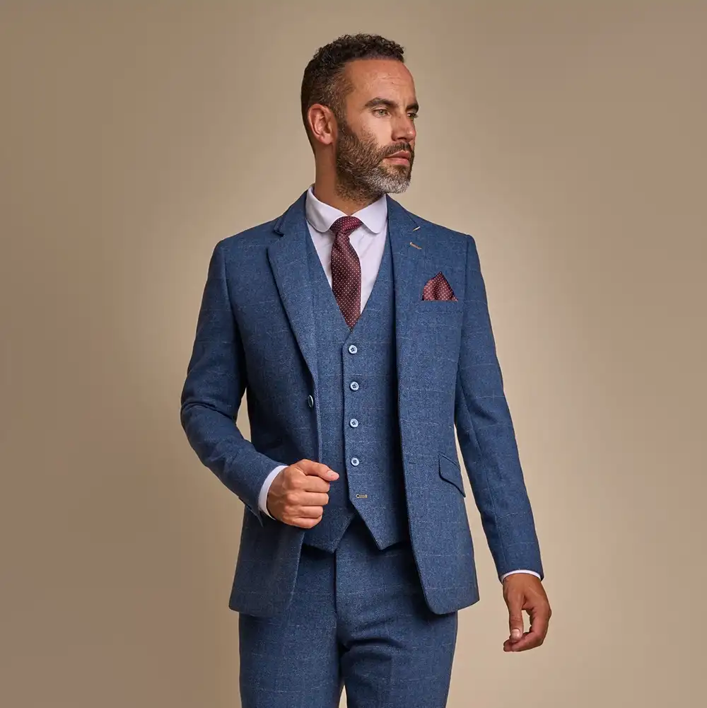 Carnegi Navy Tweed 3 Piece Suit