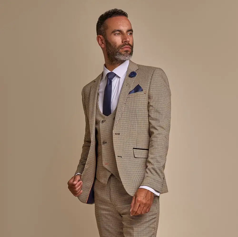 Elwood Houndstooth Skinny 3 Piece Suit
