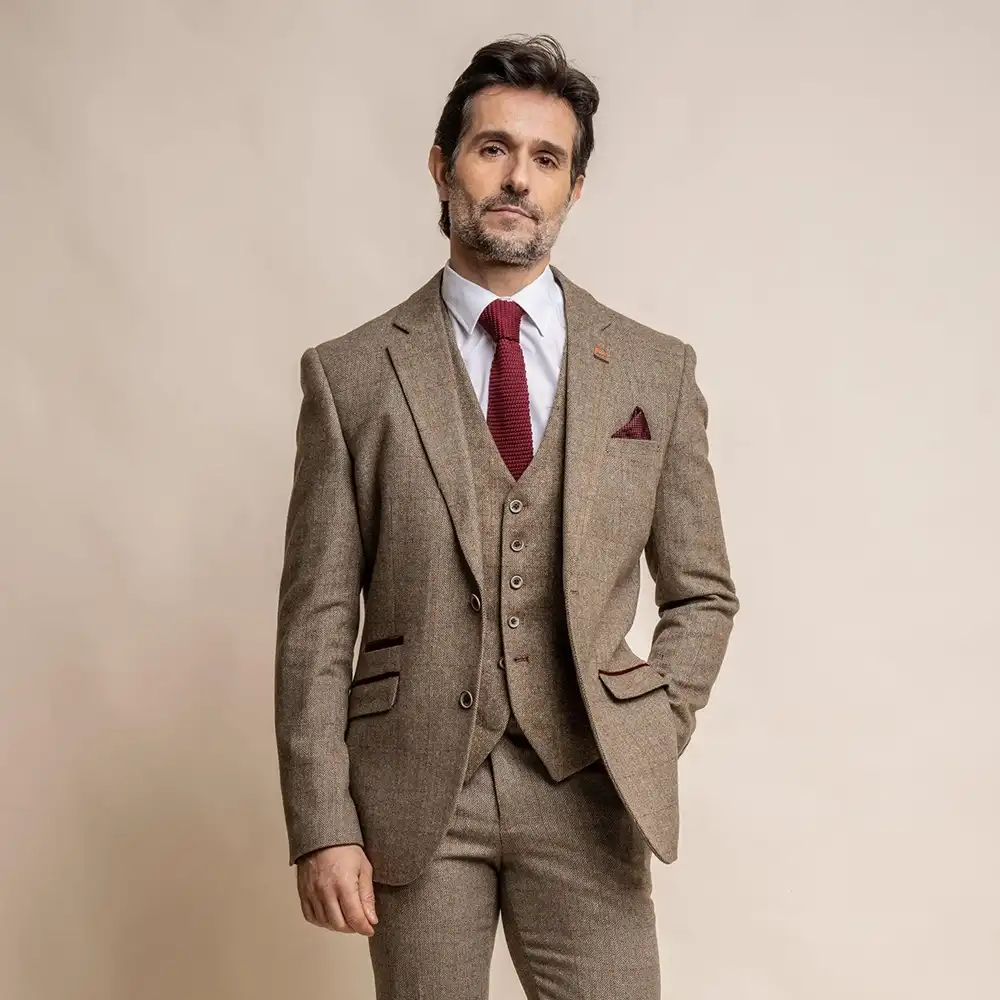 Gaston Sage Tweed 3 Piece Suit