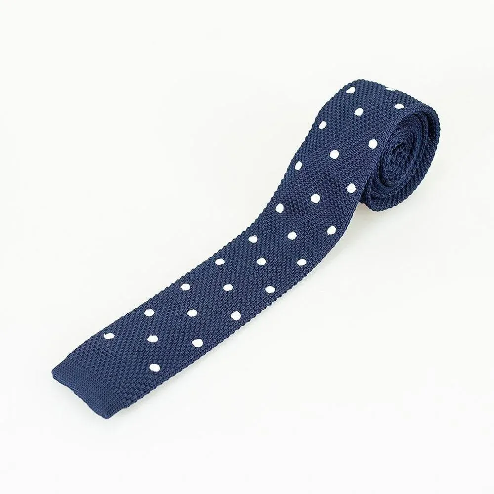 Image of Navy Dot Knitted Tie Set