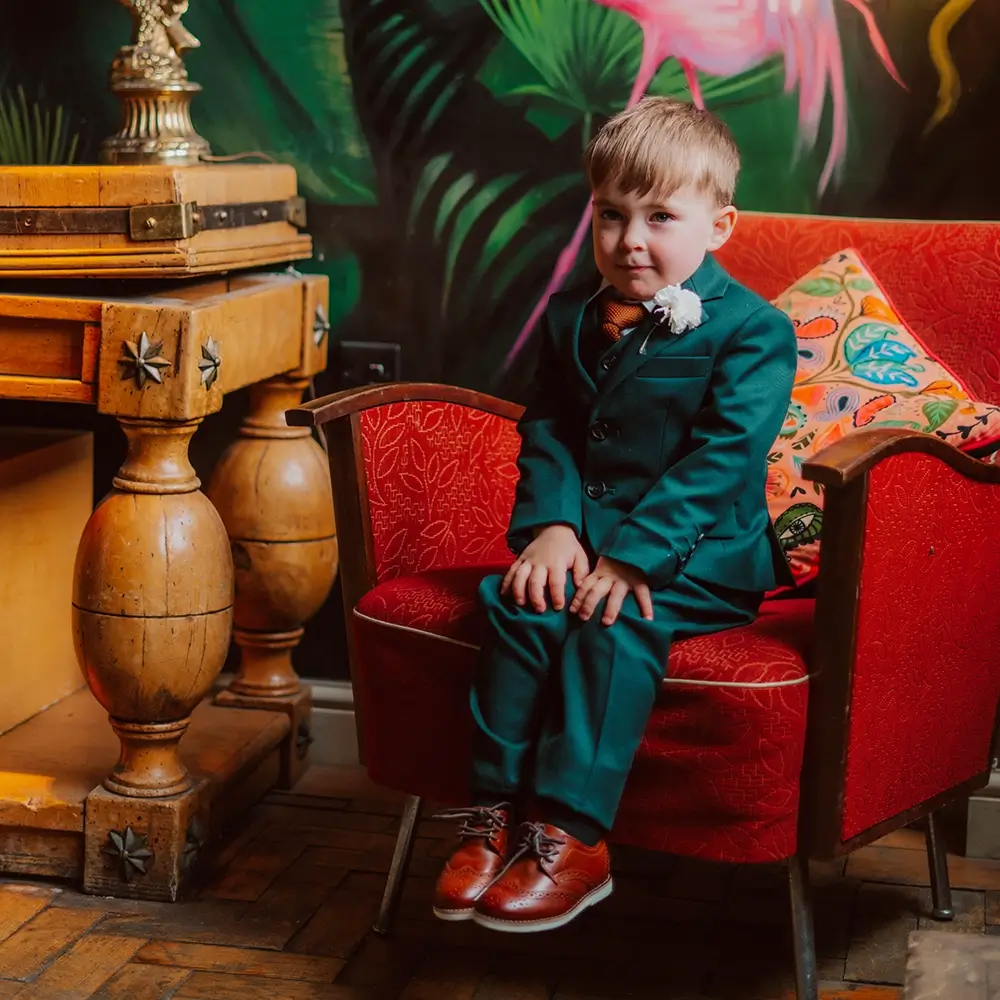 Boys Sandro Olive Green 3 Piece Suit