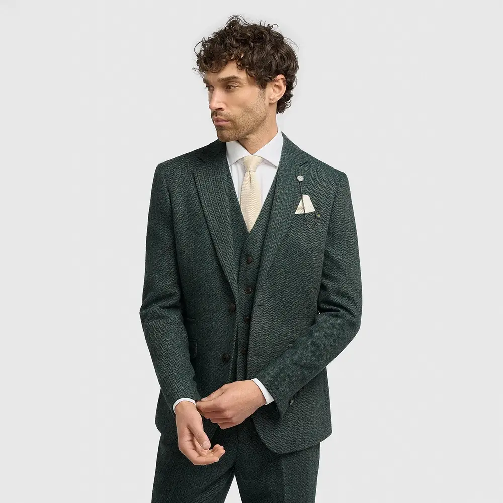 Thomas Lush Olive Tweed 3 Piece Suit
