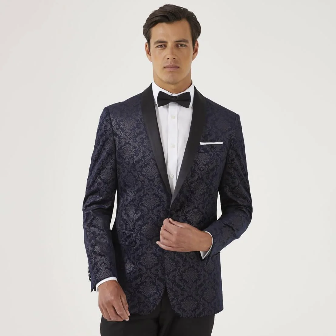 Image of Tiesto Navy Velvet Shawl Collar Jacket