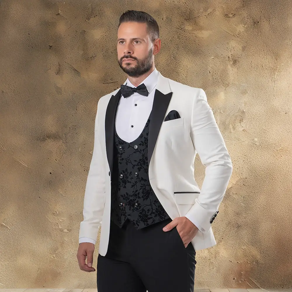 Image of Venice White Tuxedo Blazer