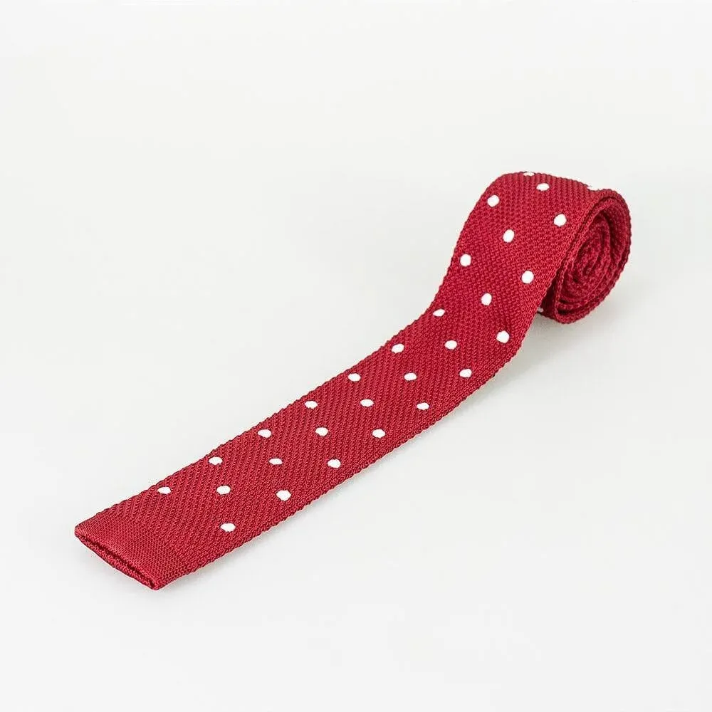 Image of Wine Dot Knitted Tie Set