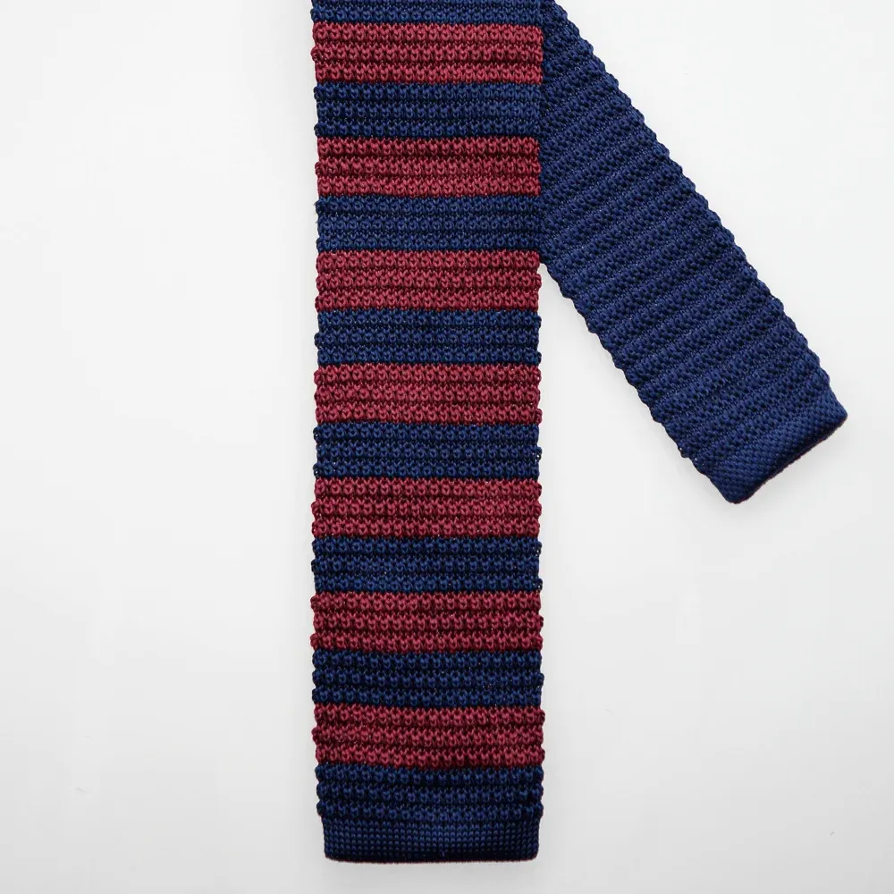 Image of Wine Navy Knitted Tie Set